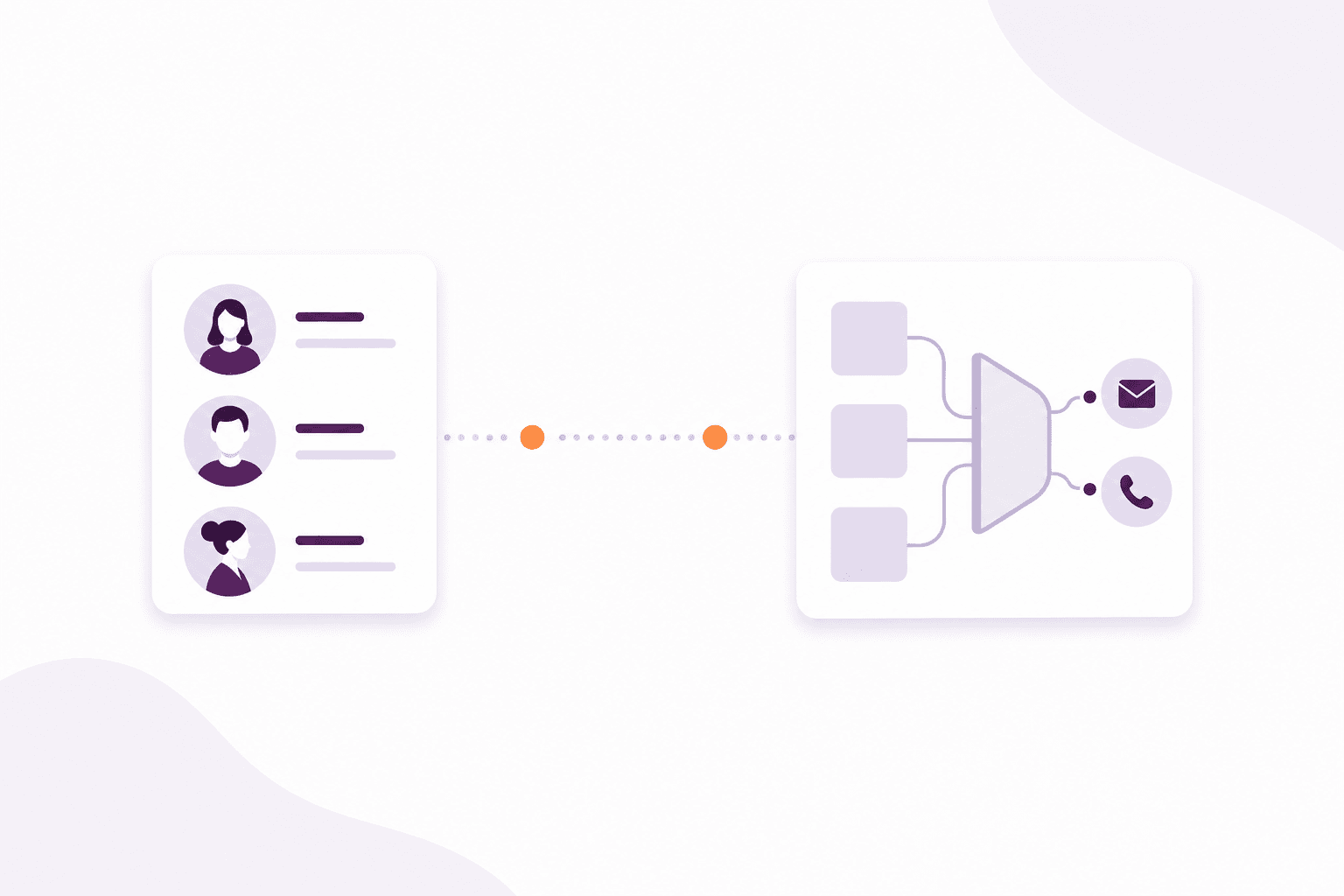 Curated contact lists and live rule-based audiences with an email reach preview.